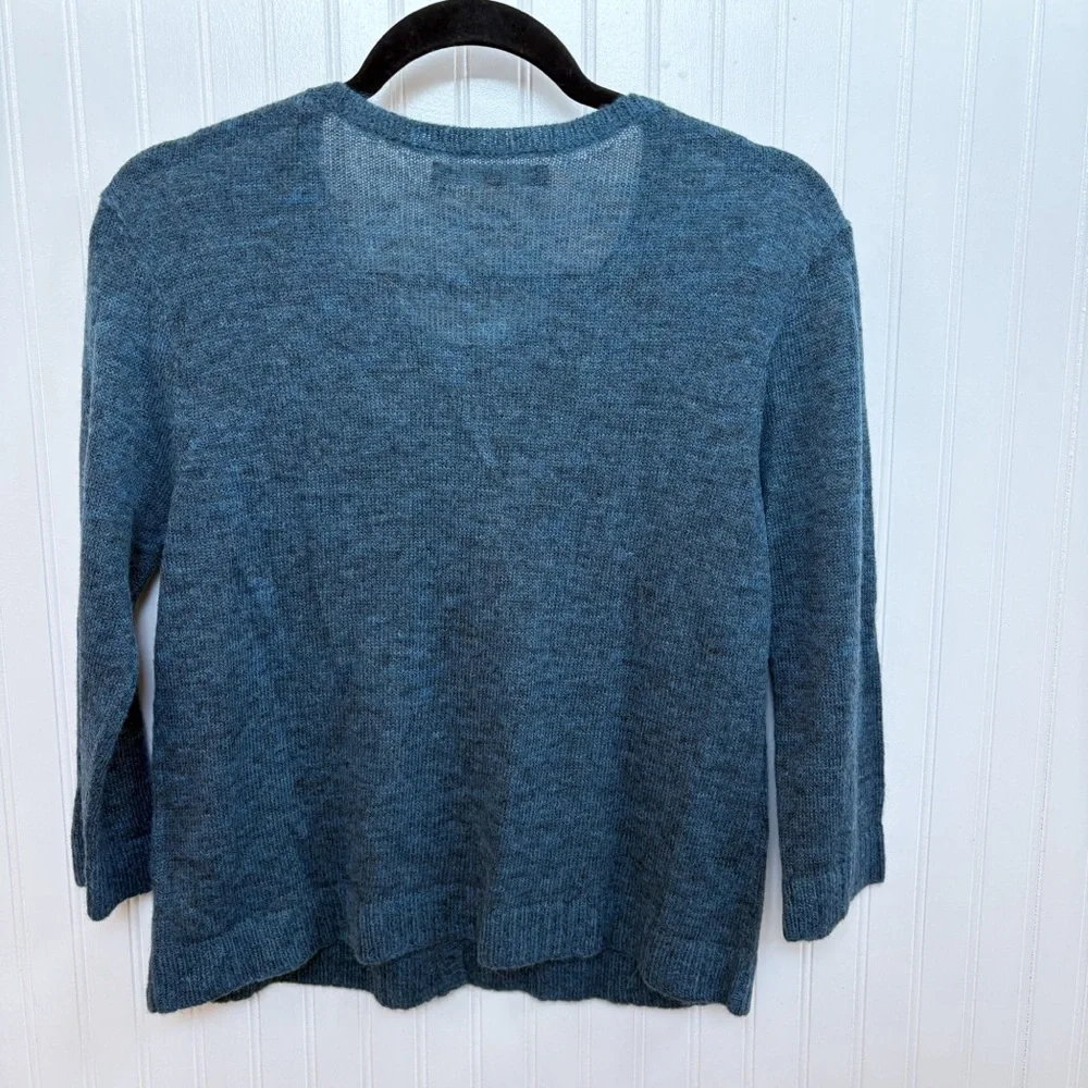Peruvian Connection Lake Blue Nora Cardigan Sweater Baby Alpaca Wool Size Large